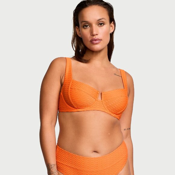 Victoria's Secret Swim Mix & Match Full Coverage Bikini Top Orange - SZ 36D  NEW - Picture 3 of 7
